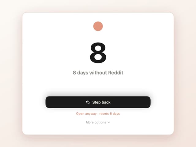 NoMore blocking screen appearing in front of a distracting website