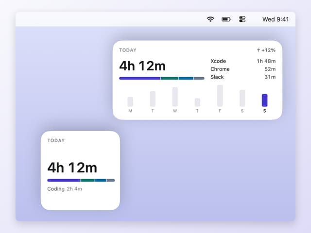 The desktop widget at both sizes, small beside medium
