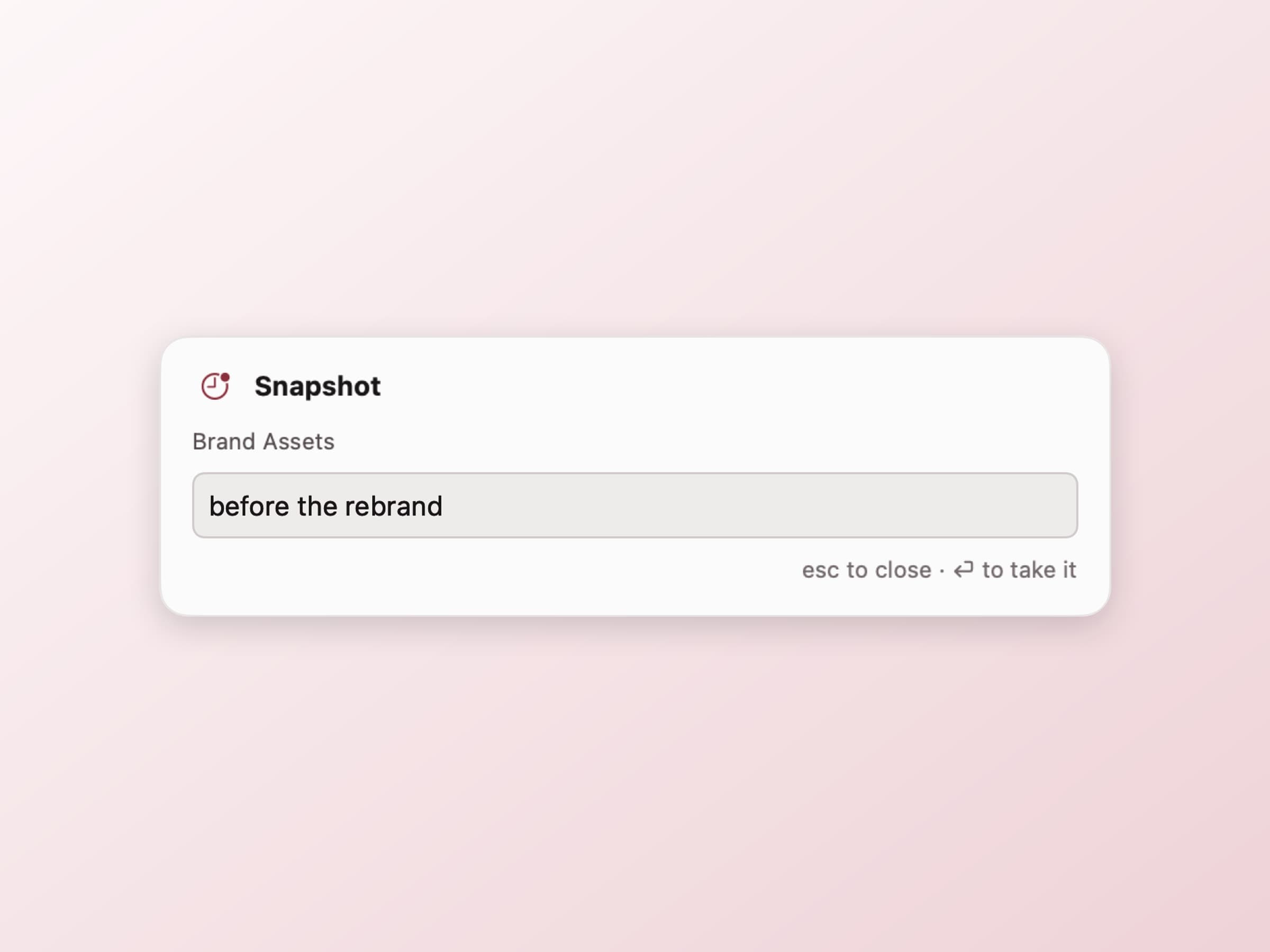Retrace's snapshot panel over the app being worked in, naming the moment before it is taken